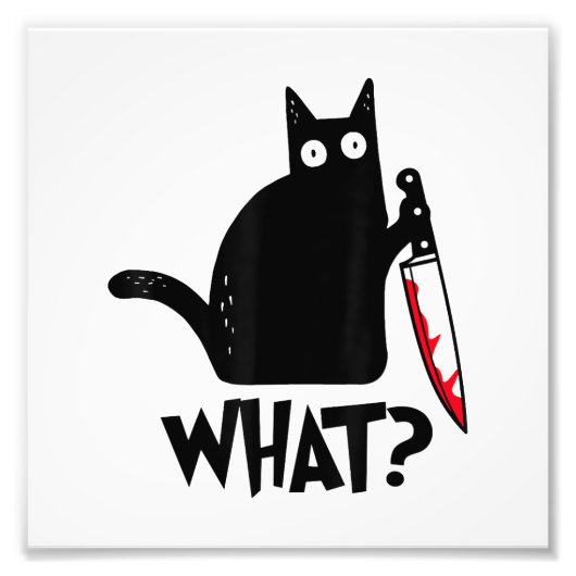 猫なに_面白い黒猫 フォトプリント            (正面)