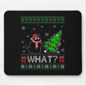 猫なんというおもしろい黒猫がクリスマスツリーを押し付ける マウスパッド (正面)