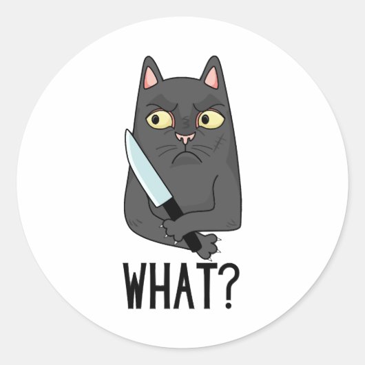 猫なんという殺意のあるナイフ入り猫 ラウンドシール (正面)