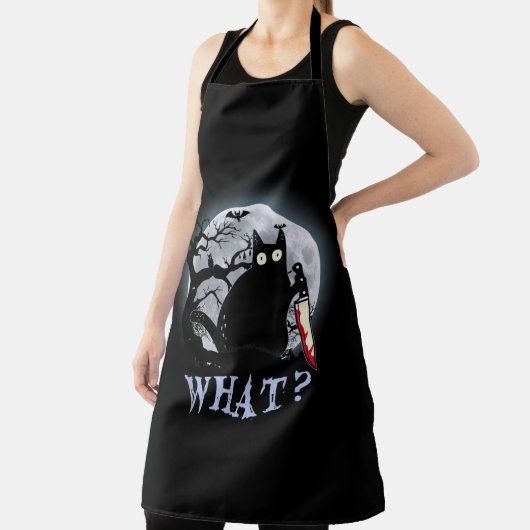 猫なんと殺意のある黒猫とナイフのハロウィーン エプロン (インサイチュ)