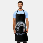 猫なんと殺意のある黒猫とナイフのハロウィーン エプロン (着用した状態)