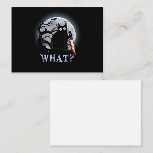 猫なんと殺意のある黒猫とナイフのハロウィーン ノートカード (正面/裏面)