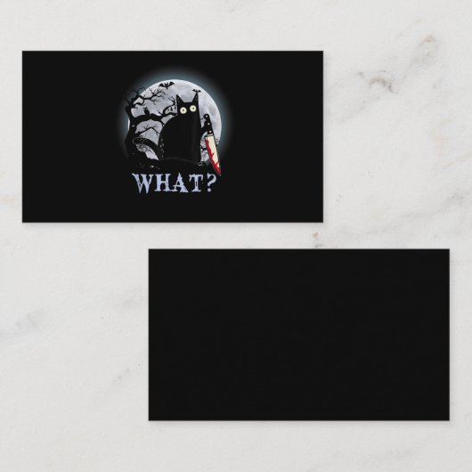 猫なんと殺意のある黒猫とナイフのハロウィーン 名刺 (正面/裏面)