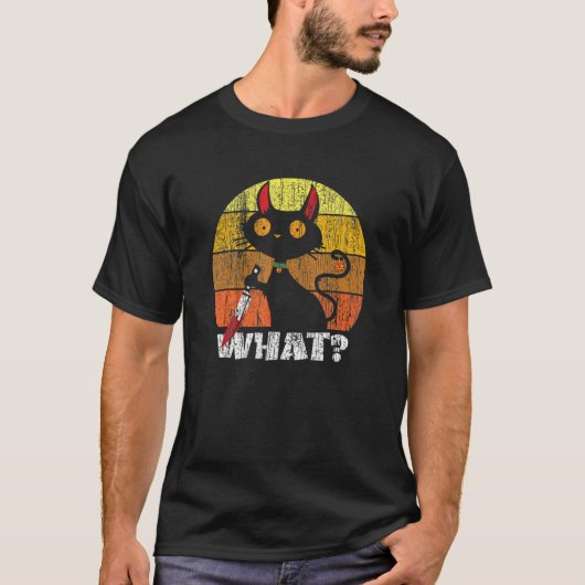 猫なんネコ黒猫ナイフ Tシャツ (正面)