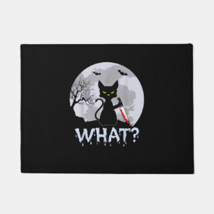 猫なん殺しの黒猫とナイフ・ハロウィン ドアマット