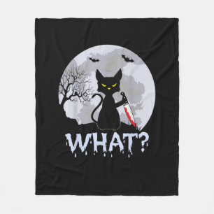 猫なん殺しの黒猫とナイフ・ハロウィン フリースブランケット