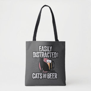 猫にもビールのトートバッグにも気が散りやすい トートバッグ
