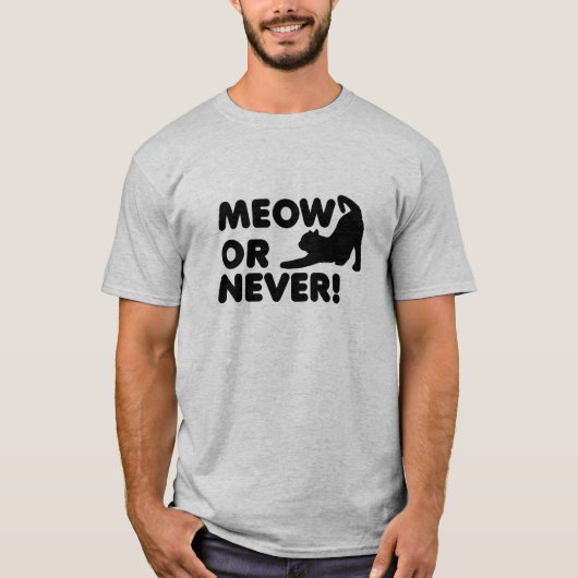 猫にゃんor今しかね Funny Tシャツ (正面)