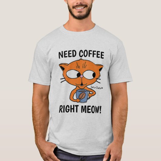 猫にゃ!コーヒーが欲しいにゃ!猫パロディ Tシャツ (正面)