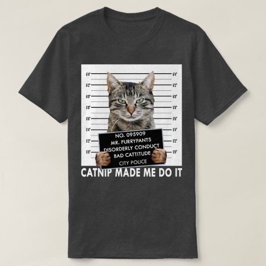 猫にやられたおもしろい Tシャツ (デザイン正面)