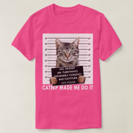 猫にやられたおもしろい Tシャツ (デザイン正面)