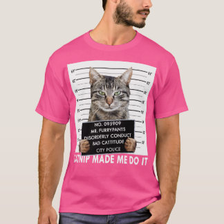 猫にやられたおもしろい Tシャツ