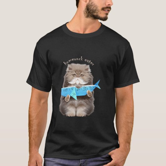 猫にやられたタスク Tシャツ (正面)