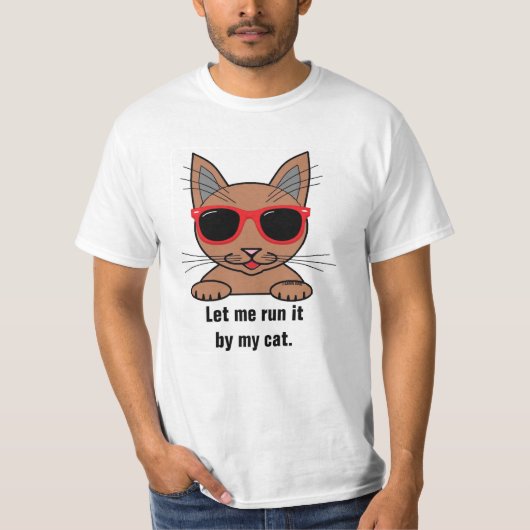 猫にチェックしてもらおうか おもしろTシャツ Tシャツ (正面)