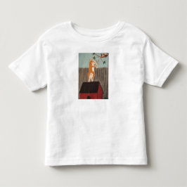 猫にパチンコを向けるコーギーTシャツ トドラーTシャツ