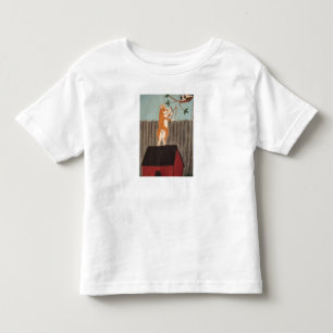 猫にパチンコを向けるコーギーTシャツ トドラーTシャツ