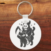 猫に乗る死神 – 背景色を選択 キーホルダー (正面)