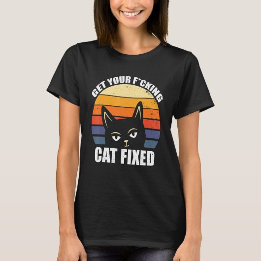 猫に動物の救出を依頼する Tシャツ (正面)