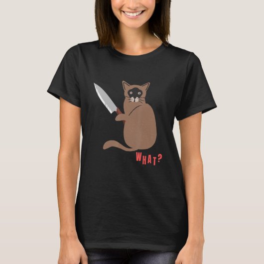 猫に対する殺意のある猫 Tシャツ (正面)