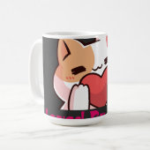 "猫に愛される かわいい猫 ブラックマグ" コーヒーマグカップ (正面左)