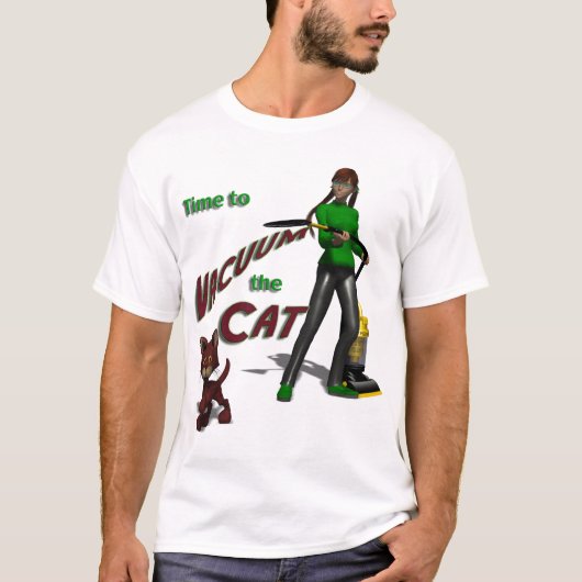 猫に掃除機をかけるために時間を計って下さい Tシャツ (正面)