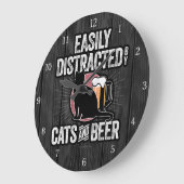 猫に気が散る、ビールの大時計 ラージ壁時計 (傾斜)