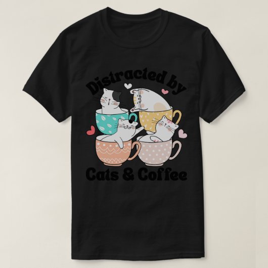 猫に気を使われてコーヒー猫好きかわいいマグカップ川 Tシャツ (デザイン正面)