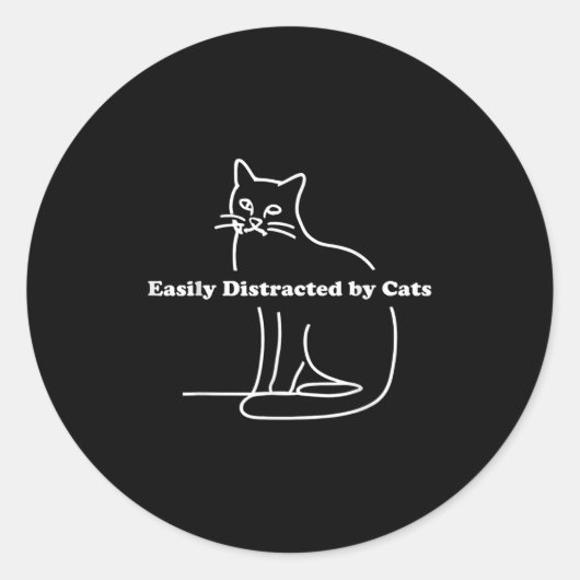 猫に気を取られおもしろいる ラウンドシール (正面)