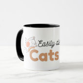 猫に気を取られがち 猫好きのための面白いマグカップ マグカップ (正面左)