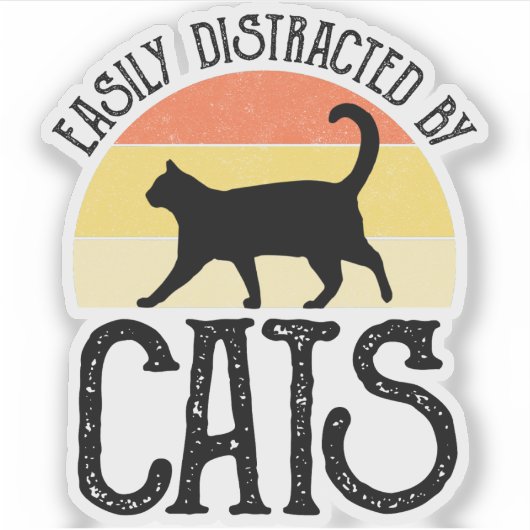 猫に気を取られる シール (正面)