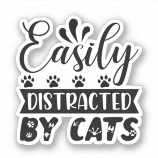 猫に気を取られる シール