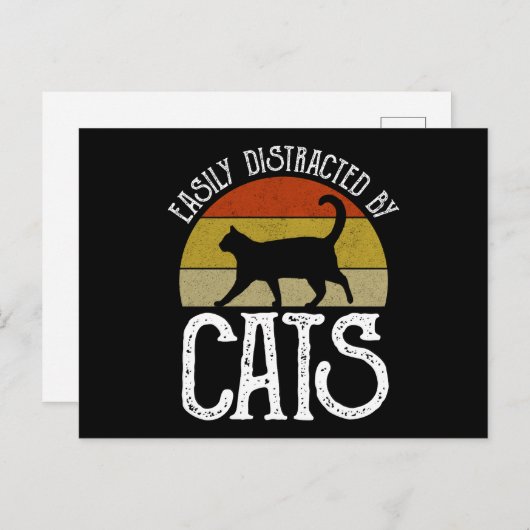 猫に気を取られる ポストカード (正面/裏面)