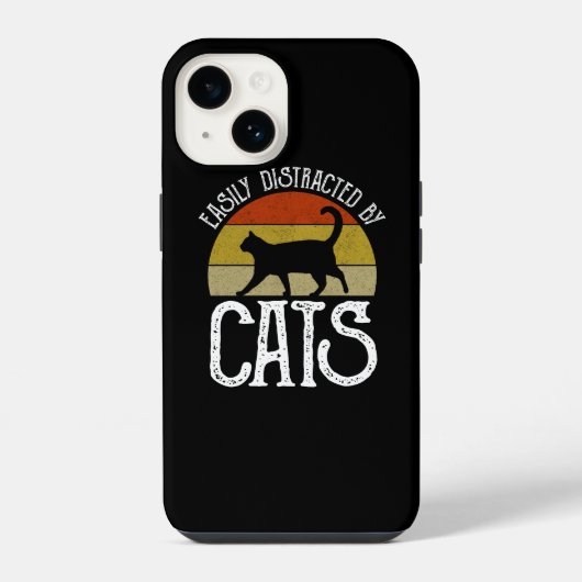 猫に気を取られる iPhoneケース (裏面)