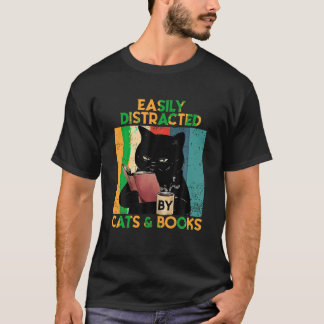 猫に気を散らされやすい黒猫コーヒーA Tシャツ