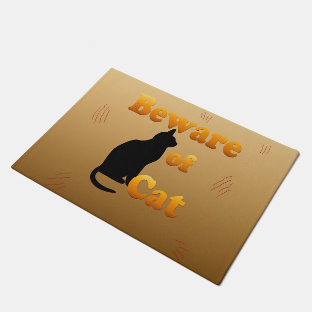 猫に用心 ドアマット (アングル)