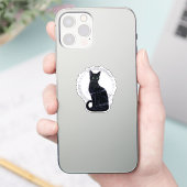 猫に親しまれている – ゴシック体の黒猫ルーン シール (スマートフォン)