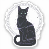 猫に親しまれている – ゴシック体の黒猫ルーン シール (正面)
