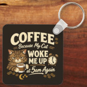 猫に起こされたからコーヒー キーホルダー (裏面)