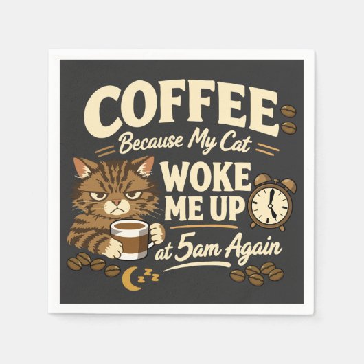 猫に起こされたからコーヒー スタンダードカクテルナプキン (正面)