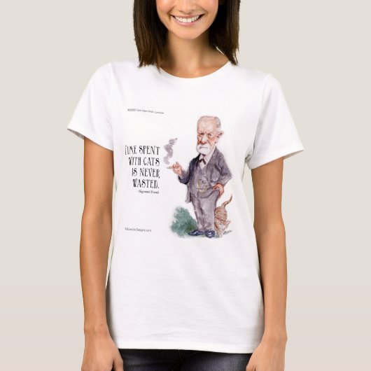 猫に関するフロイトの引用 婦人服 Tシャツ (正面)