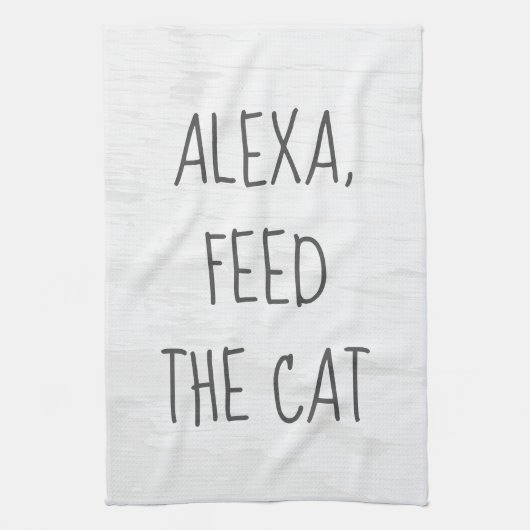 猫に餌をあげて Alexaコマンド ジョーク キッチンタオル (縦)
