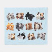 猫ぬいぐるみコレクション フリースブランケット (正面(横))