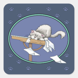 猫のいたずらパターン スクエアシール