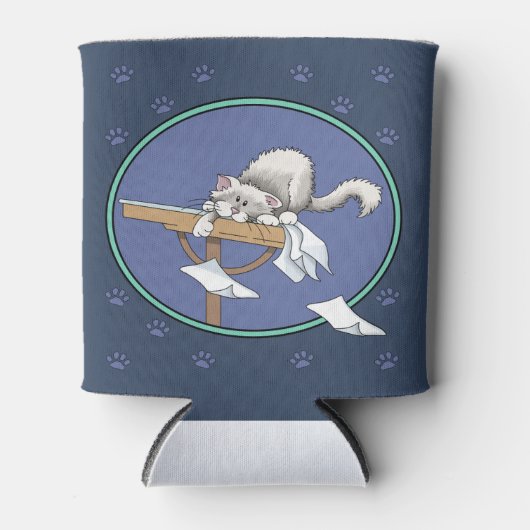 猫のいたずら模様 缶クーラー (正面)