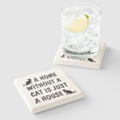 猫のいない家は家だおもしろい ストーンコースター (横)