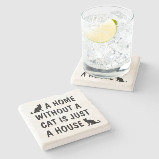 猫のいない家は家だおもしろい ストーンコースター (横)