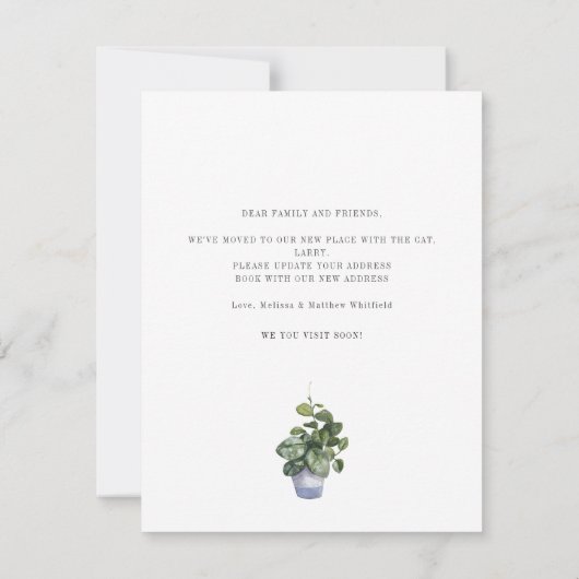 猫のおしゃれな動きのお知らせ引っ越しました (裏面)