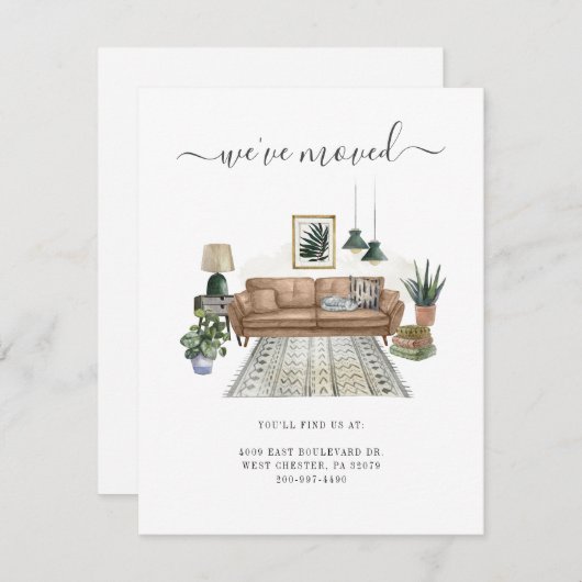 猫のおしゃれな動きのお知らせ引っ越しました (正面/裏面)