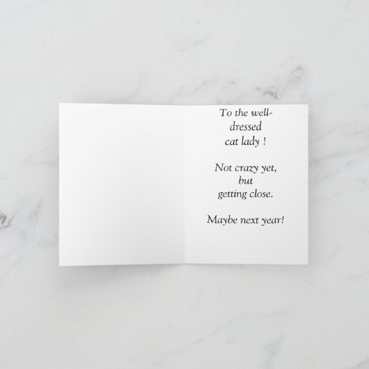 猫のおばあさん熱狂するの誕生日 カード (内部)