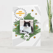 猫のおばあちゃんの写真を見て カード (正面)